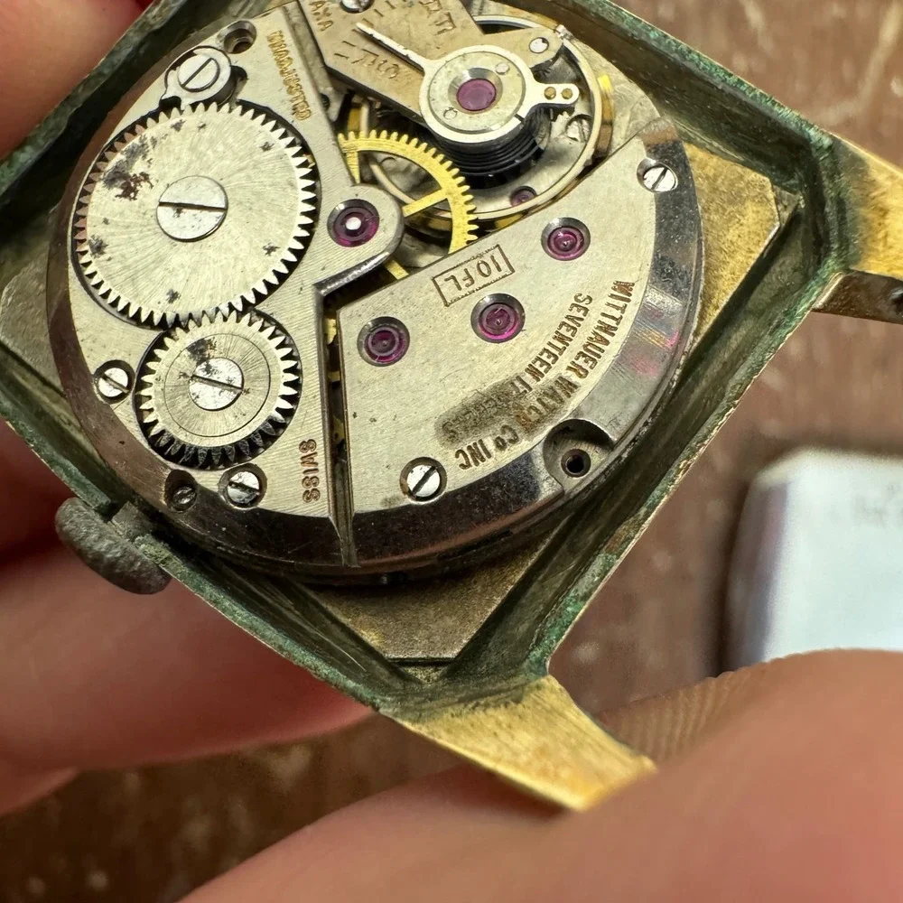 Wittnauer VINTAGE Men's 10‎ K GF 17 Jewel Rectangular Watch Face PARTS ONLY